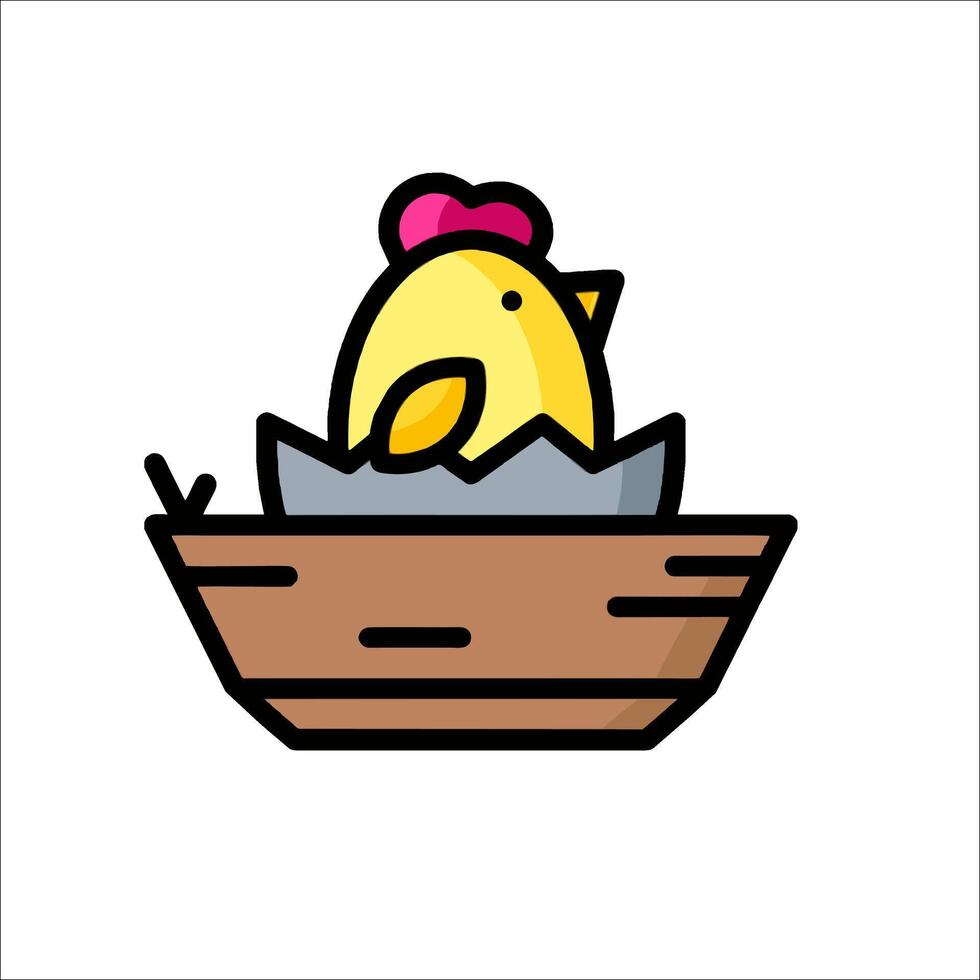 A cartoon chicken sitting in a nest vector