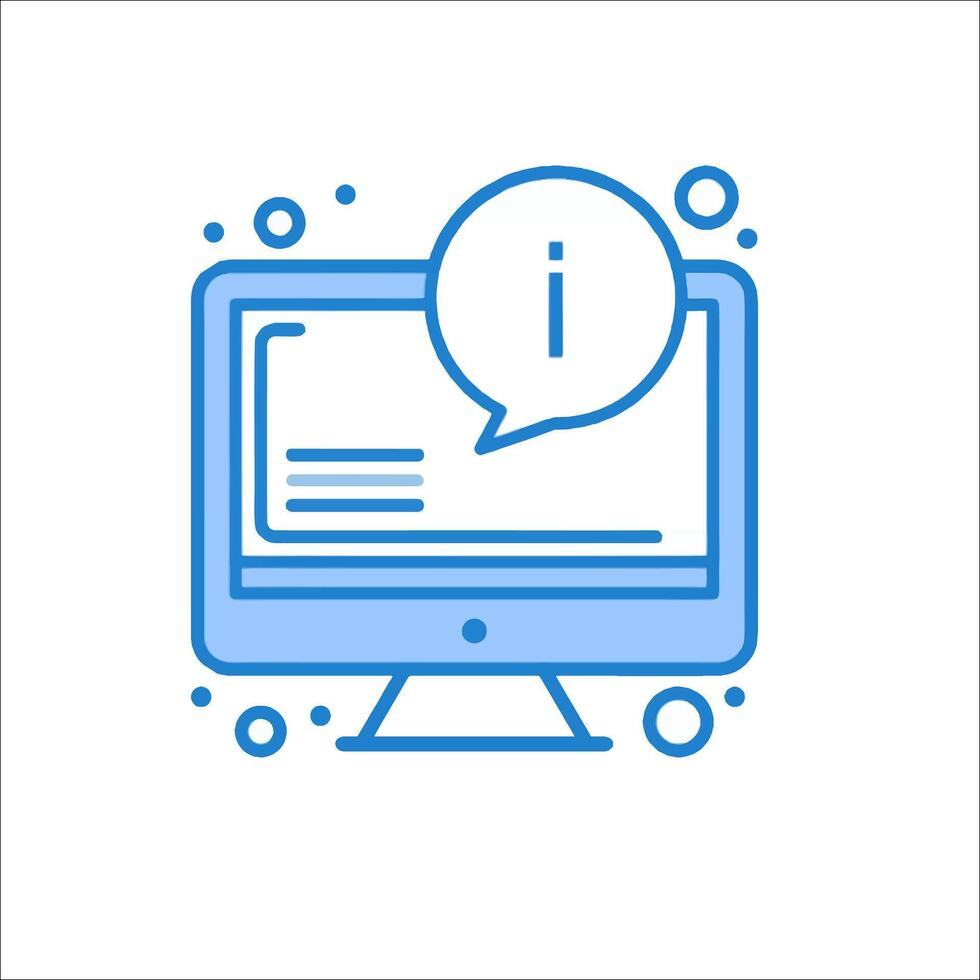 A computer monitor with a speech bubble and a speech bubble vector