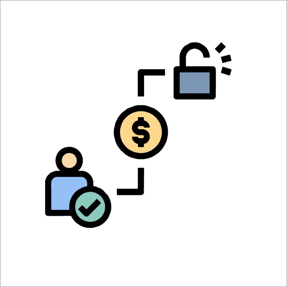 A person is holding a dollar sign and a lock vector