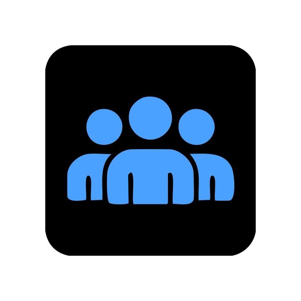 Group of people icon on the black button. Teamwork illustration. vector