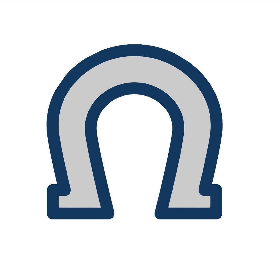 A blue and white icon with the word 'horseshoe' vector