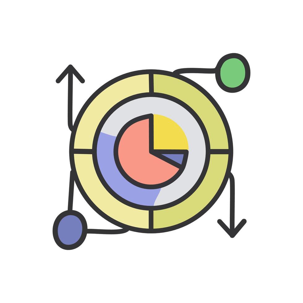 Pie chart color icon illustration. vector