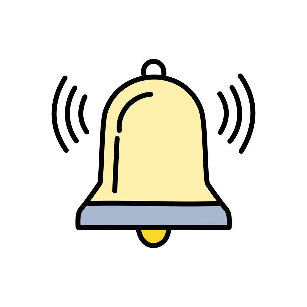 Bell icon illustration, filled flat sign, linear symbol. vector