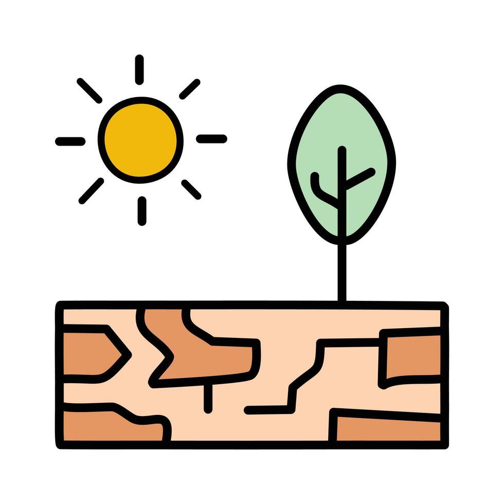Tee plant on dry land with sun isolated icon illustration design vector