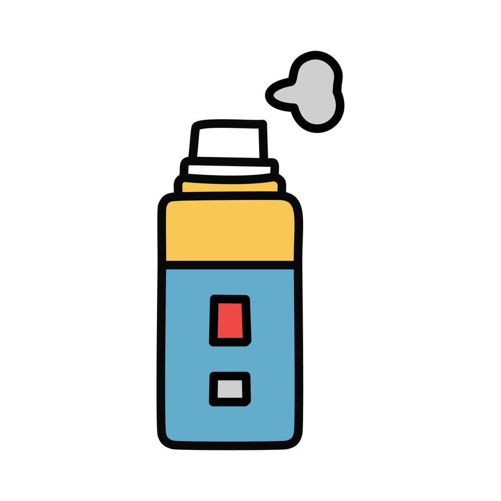 Spray bottle icon over white background, line and fill style illustration vector