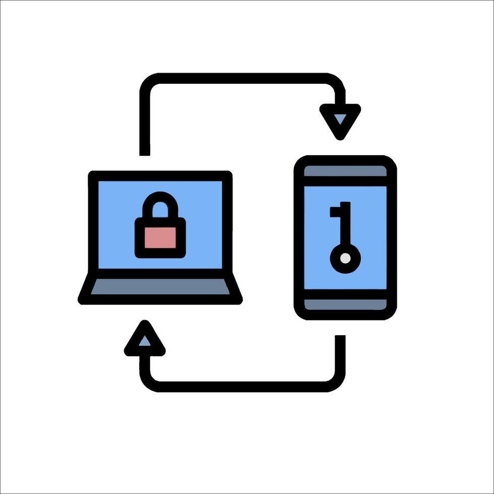 A phone and a laptop are connected to each other vector