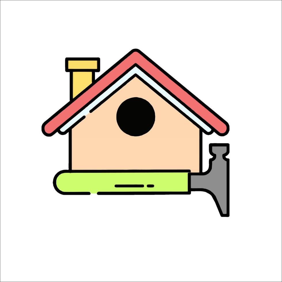 A birdhouse with a hammer and nail vector