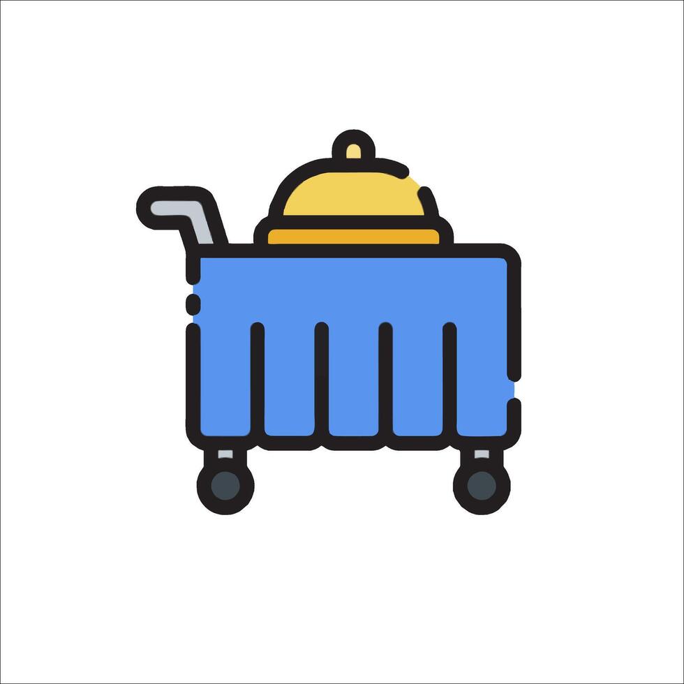 A blue and yellow cart with a lid on it vector