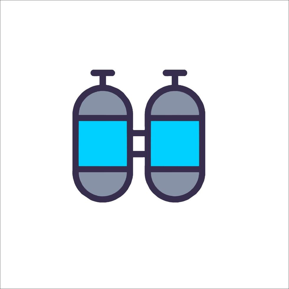Two oxygen tanks icon on white background vector