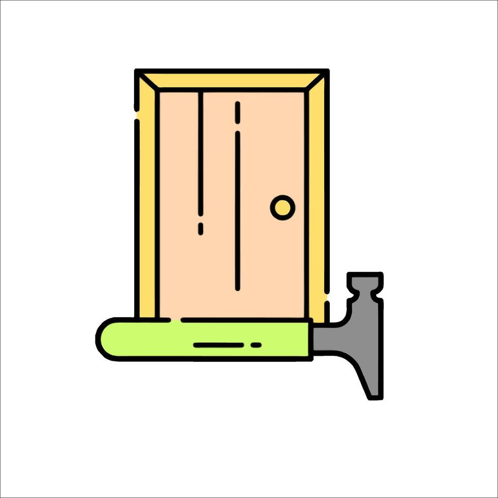Door with hammer icon illustration vector