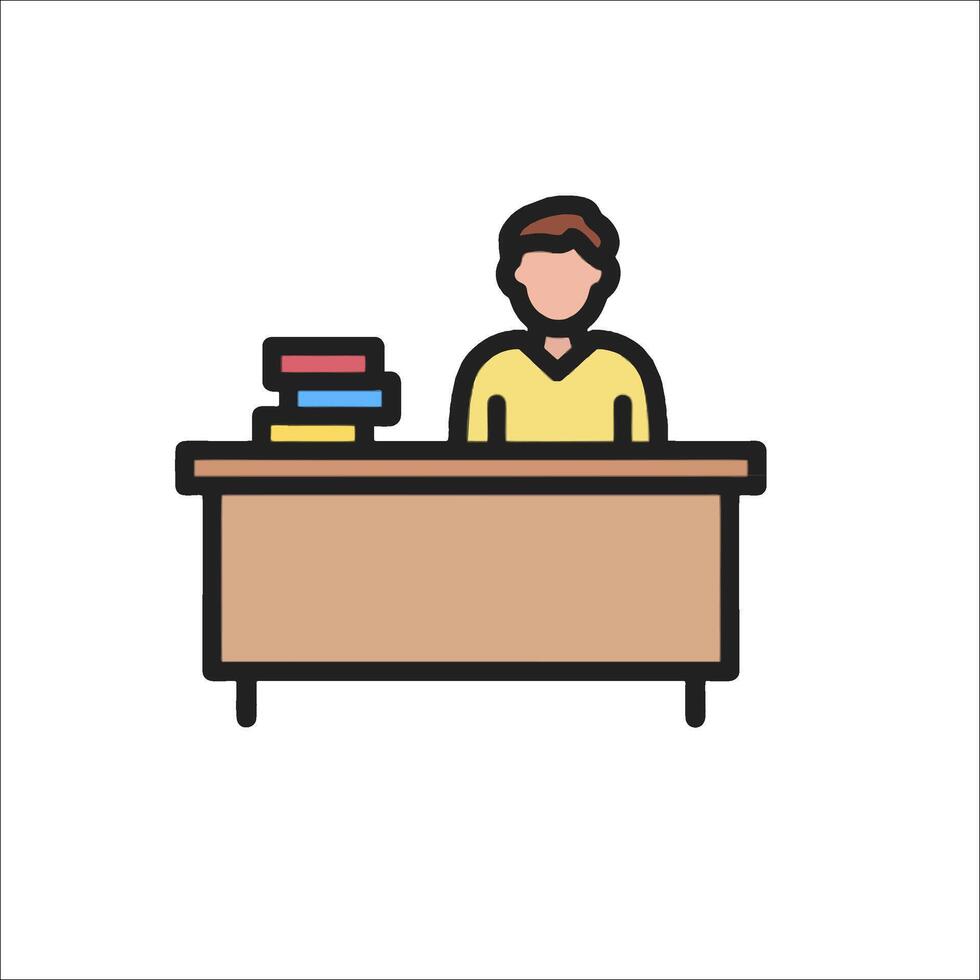 A man sitting at a desk with books on it vector