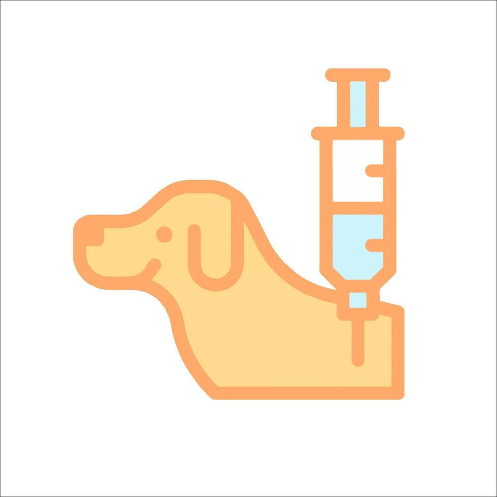 A dog with an injection in its mouth vector
