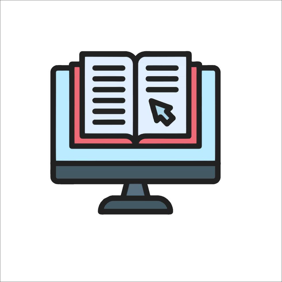 A computer monitor with an open book on it vector