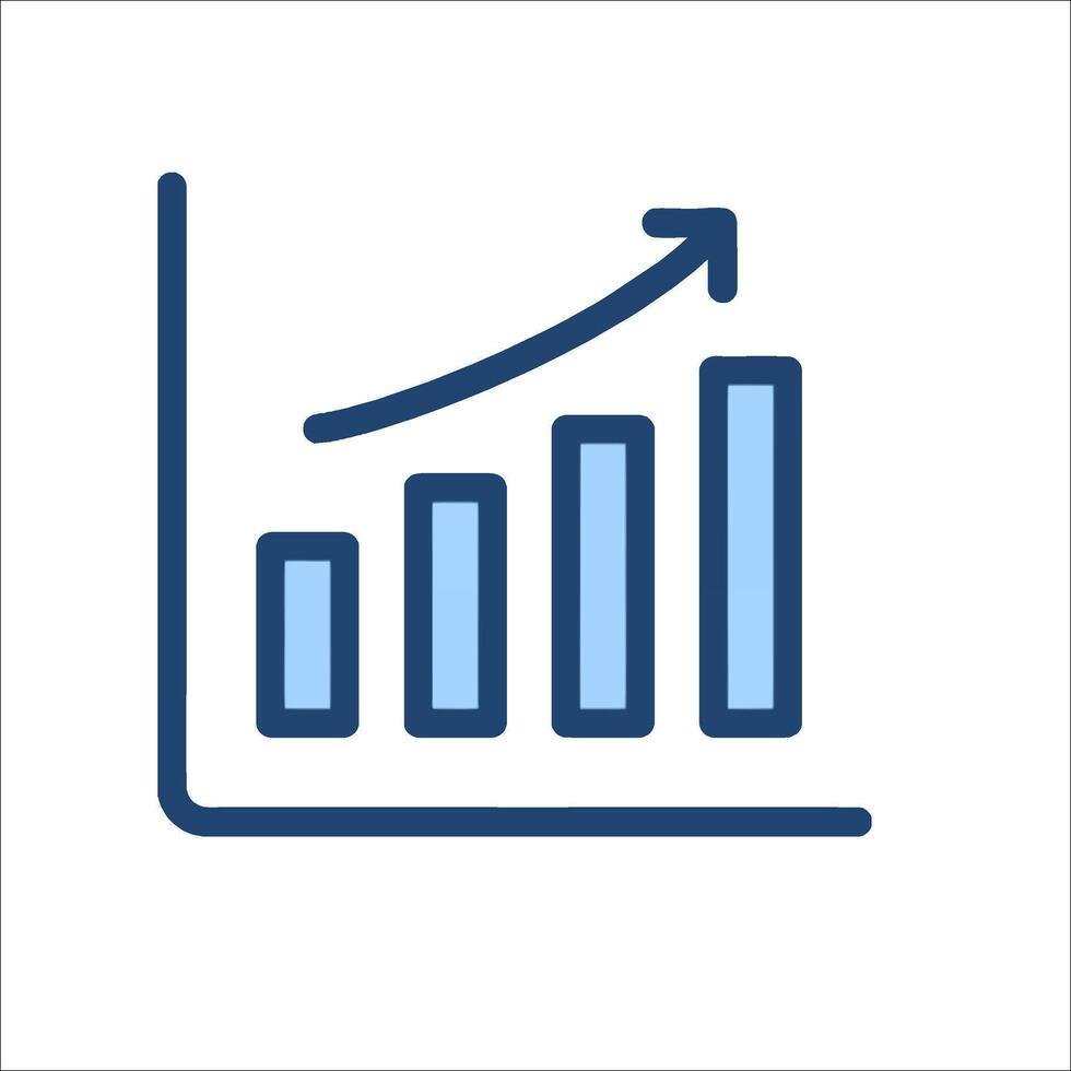 A graph with an arrow going up vector