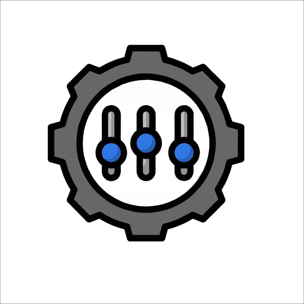 A gear wheel with three blue buttons on it vector