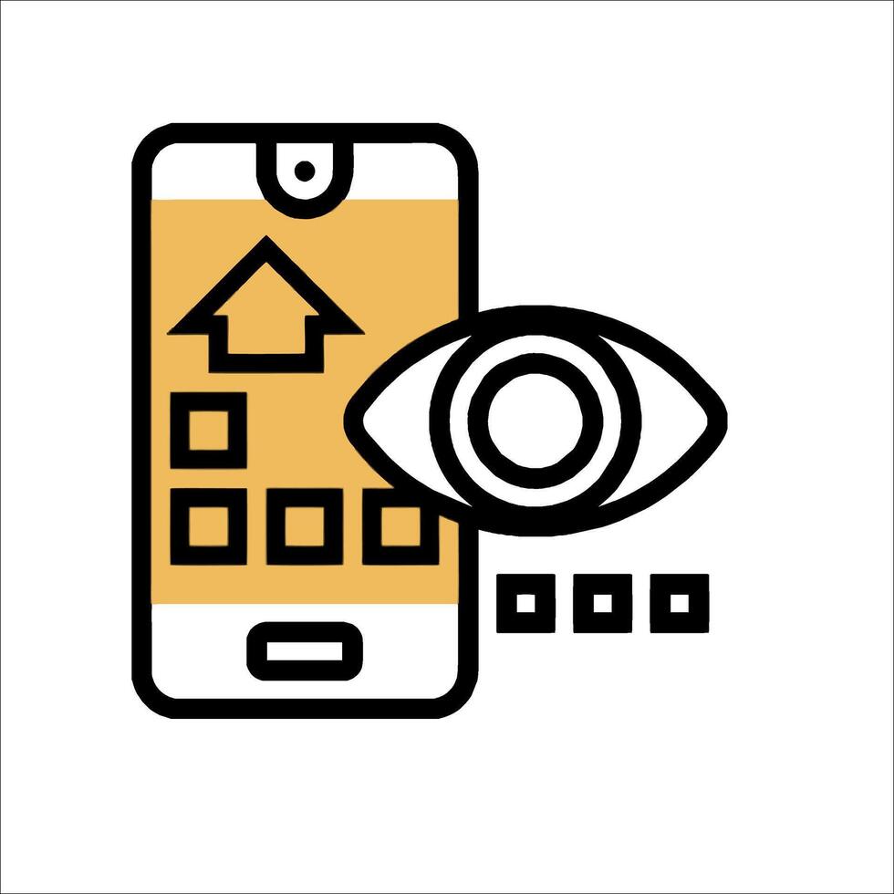 A smartphone with an eye icon and a house vector