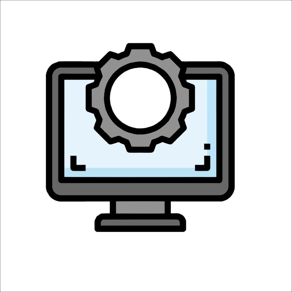 A computer monitor with gears on it vector