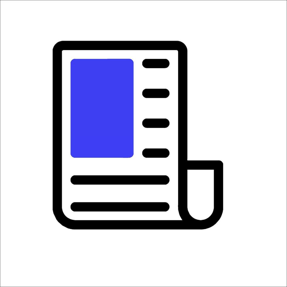 A newspaper icon with a blue line vector