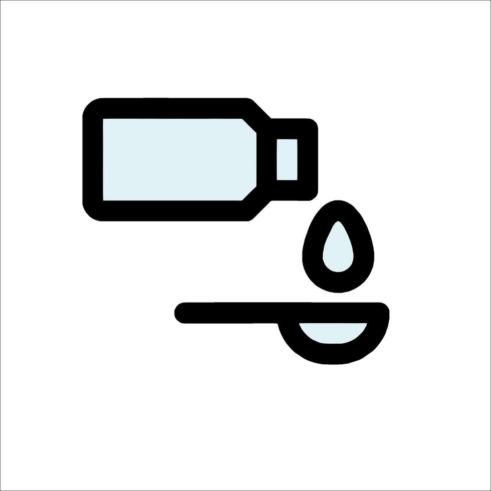 A bottle of liquid and spoon icon vector