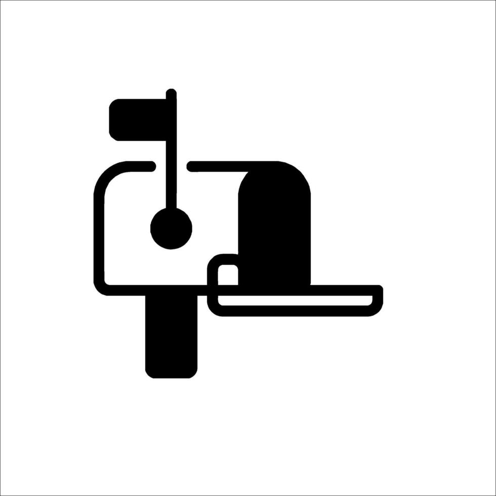 A black and white icon of a mailbox vector