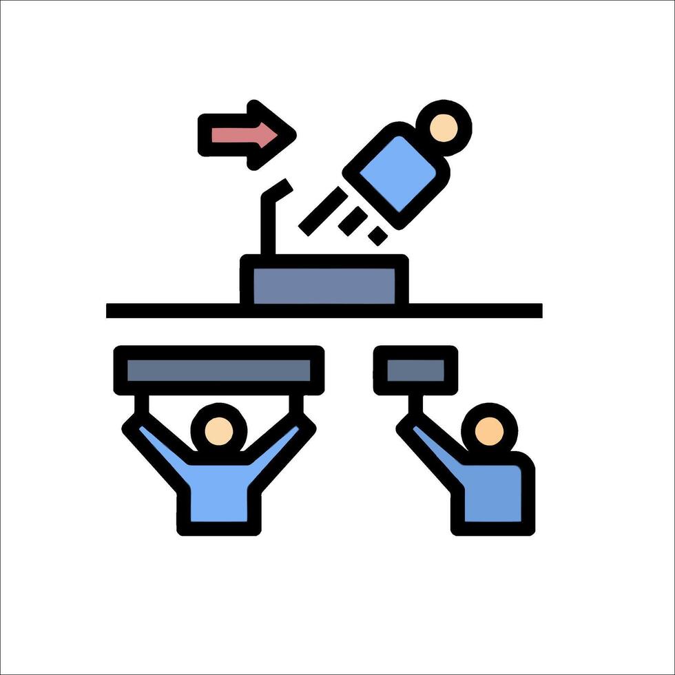 A line drawing of people holding up a sign vector