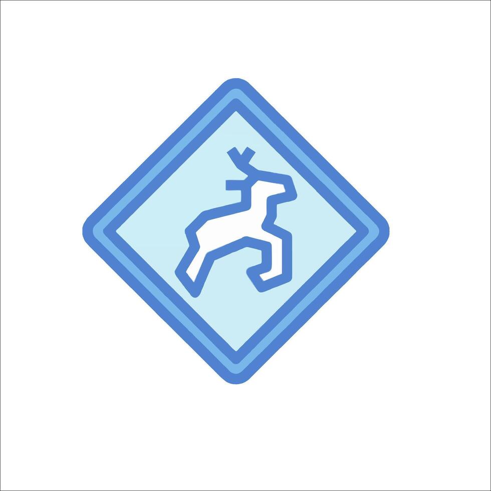 A blue and white square with a deer on it vector