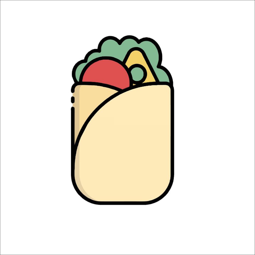 A taco in a paper bag with a slice of avocado vector