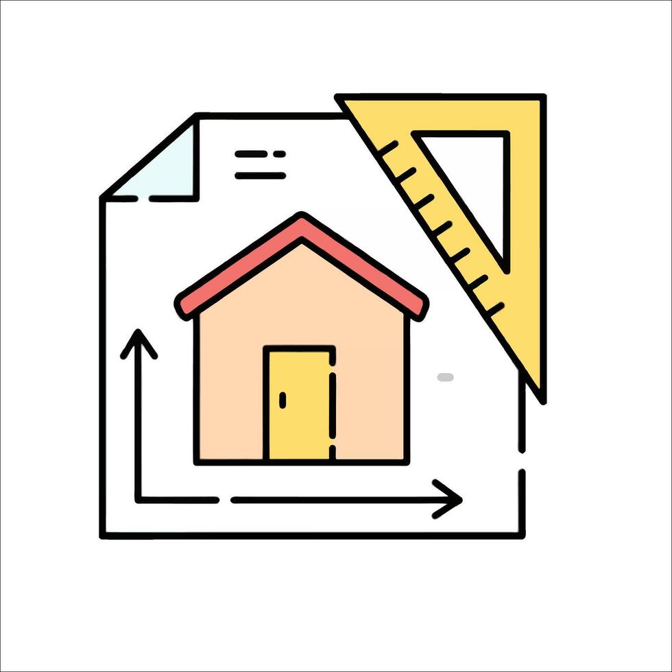 A house with a ruler and a ruler on top of it vector