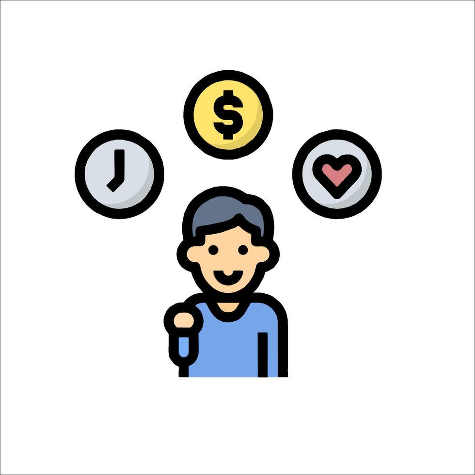 A man holding a dollar sign and a heart vector