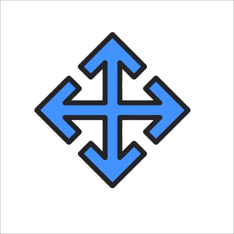 A blue arrow pointing to the left and right vector