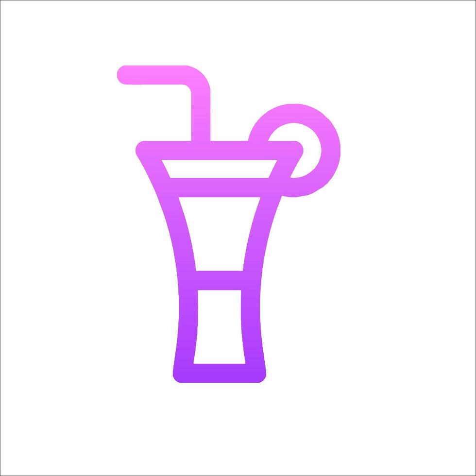 A drink with a straw and a slice of lemon vector