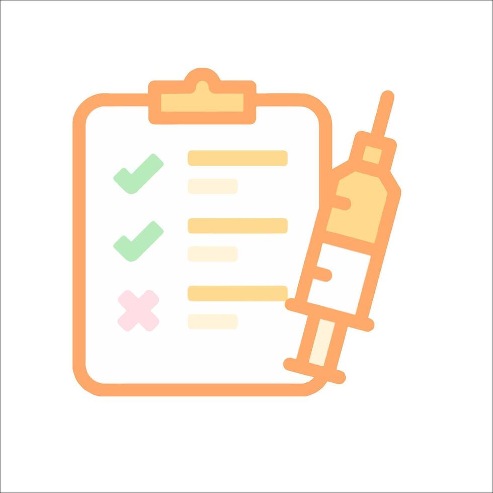 A syringe and a checklist on a clipboard vector