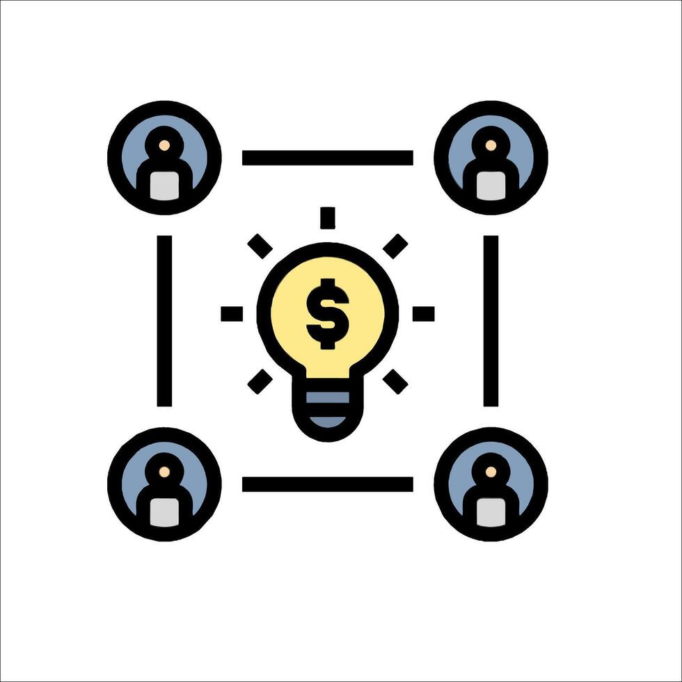 A light bulb with people around it and a dollar sign vector