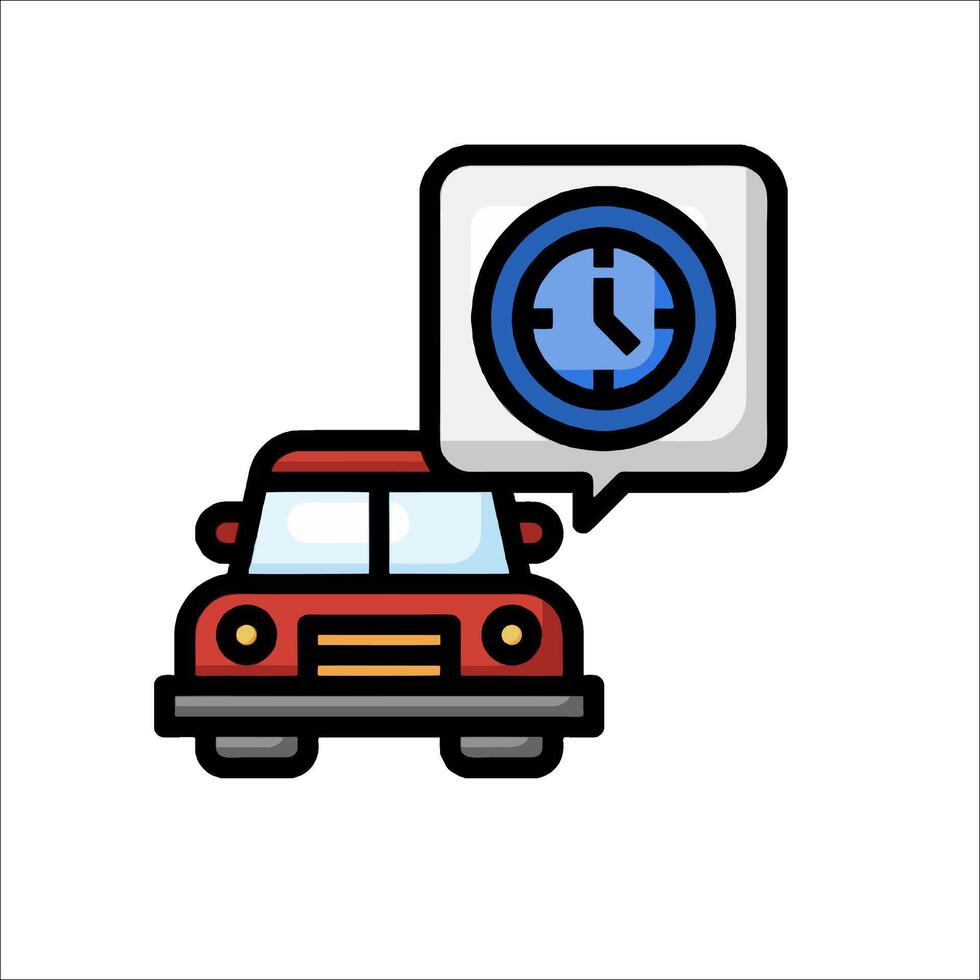 Car and clock icon vector