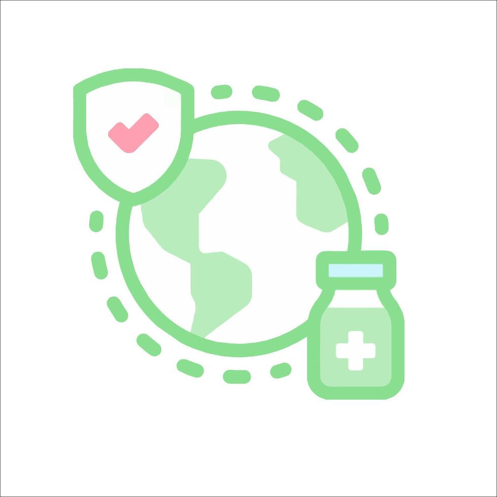 A green globe with a shield and a bottle vector