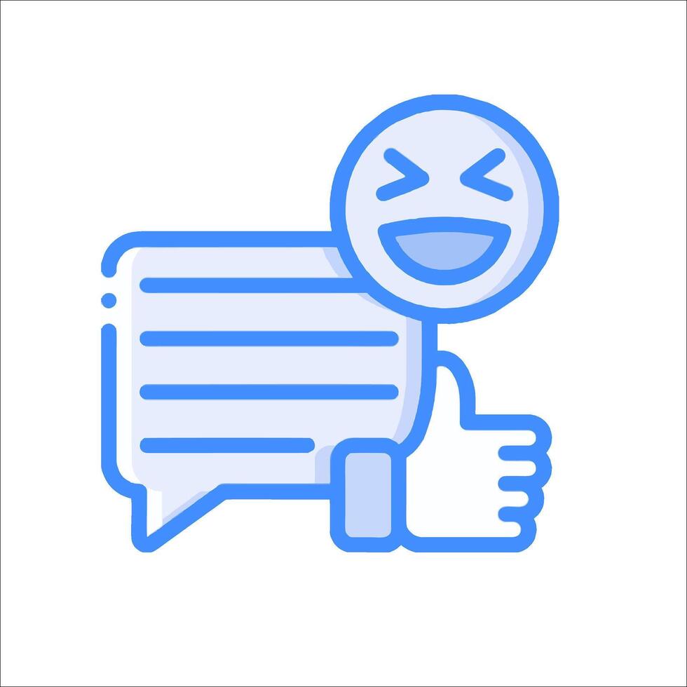 A smiley face with a speech bubble and thumbs up vector