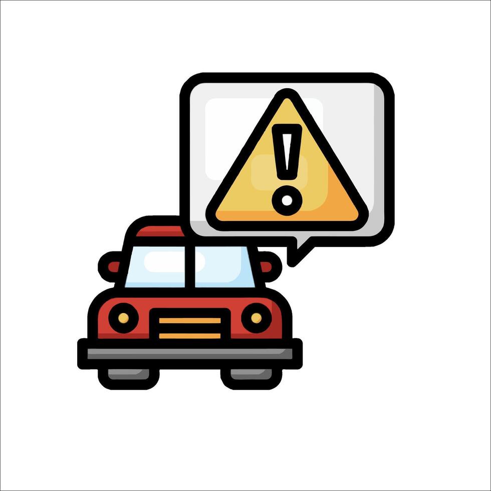 Car with caution sign vector