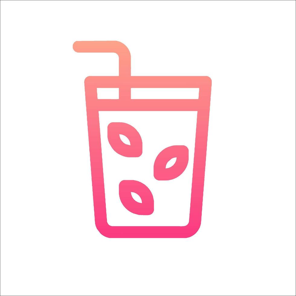 A drink with a straw and leaves in it vector
