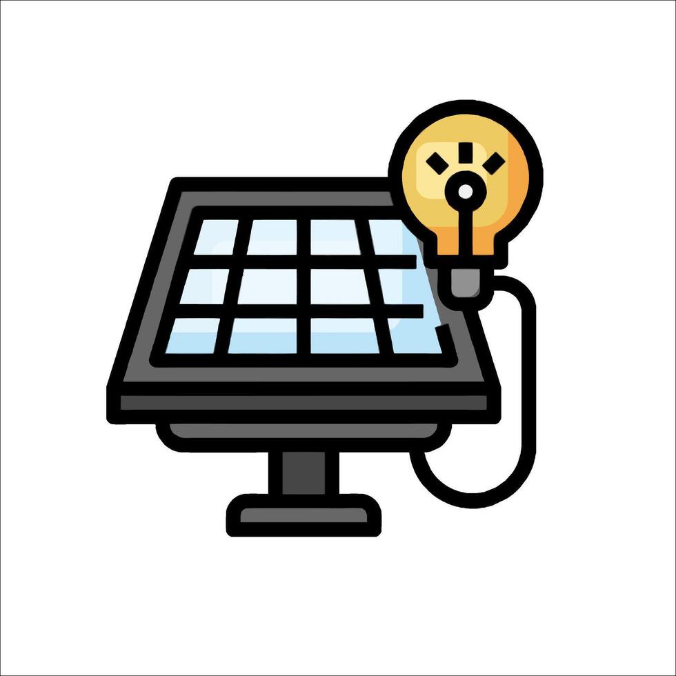 Solar panel with light bulb icon illustration vector