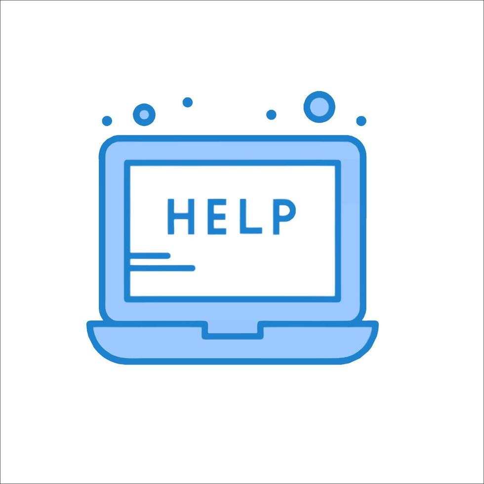 Help icon on a laptop computer vector