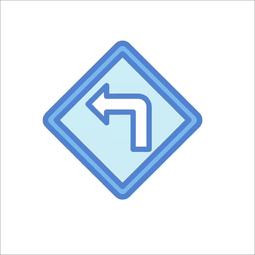 A blue arrow pointing left in a square icon vector