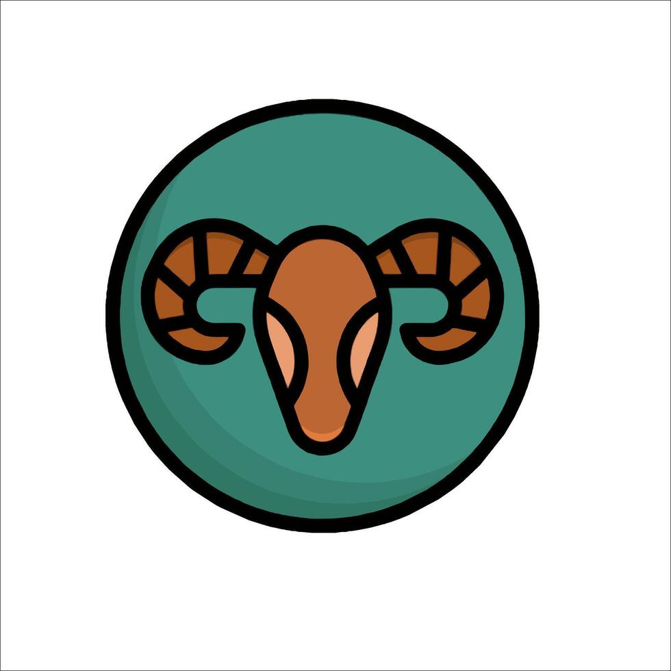 A ram's head in a circle with a brown background vector
