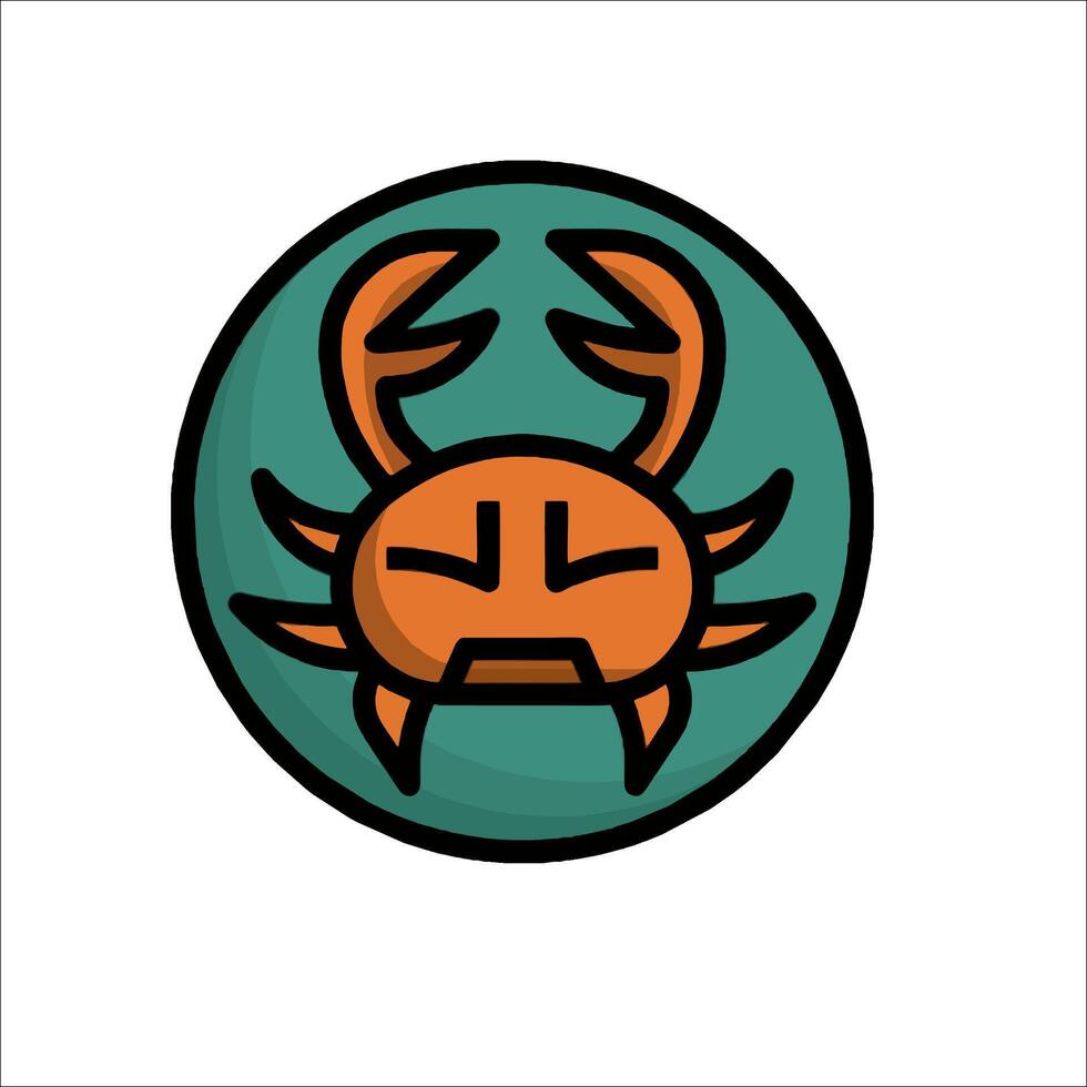 A crab icon in a circle with a face vector