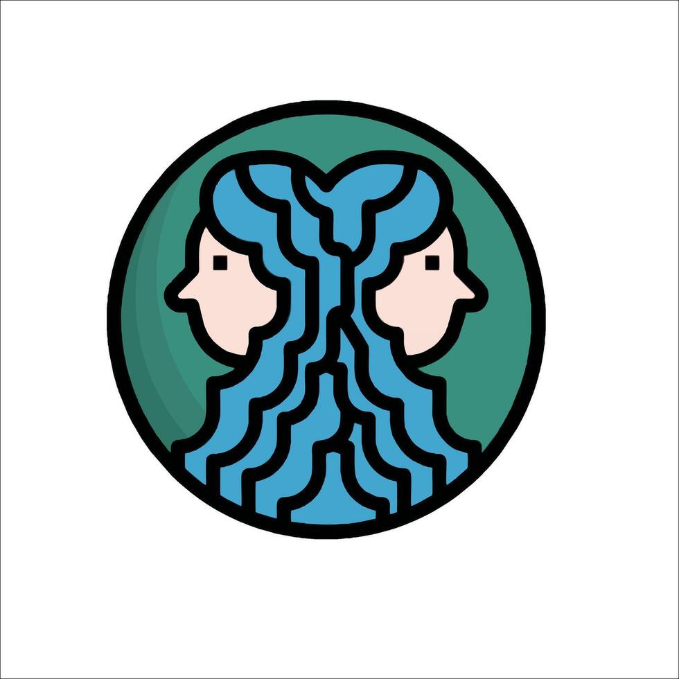 Two women with long hair in a circle vector