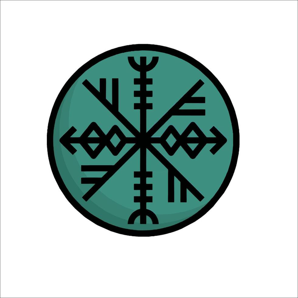 A green viking symbol with arrows in it vector