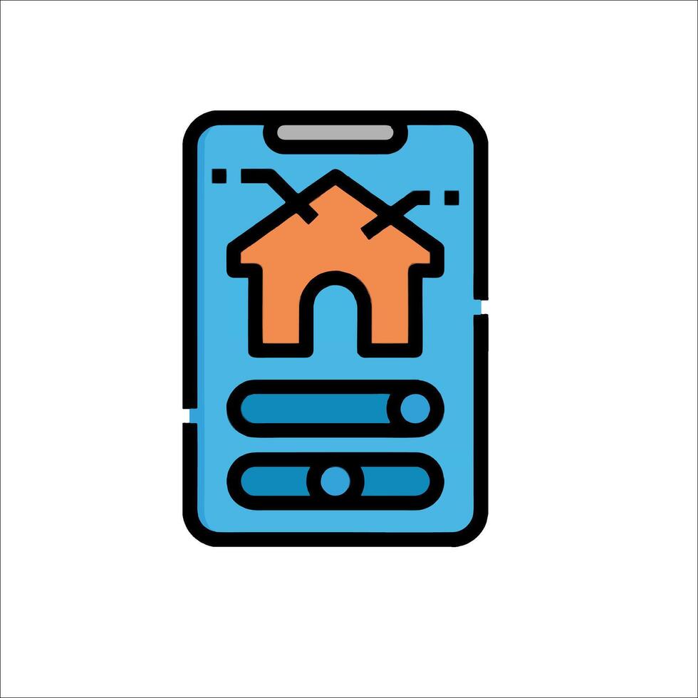 A mobile phone with a house icon on it vector
