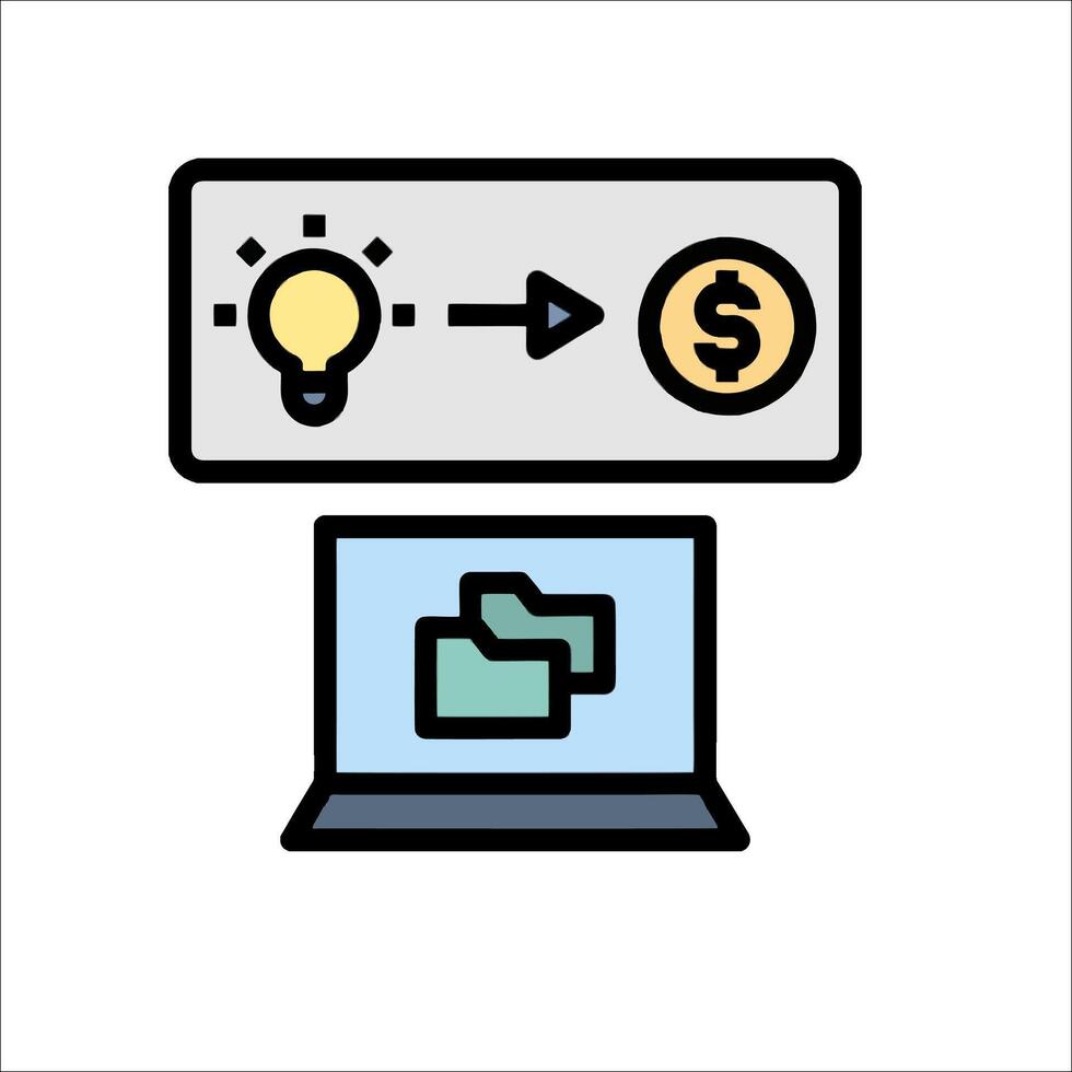 A laptop with a light bulb and a dollar sign vector