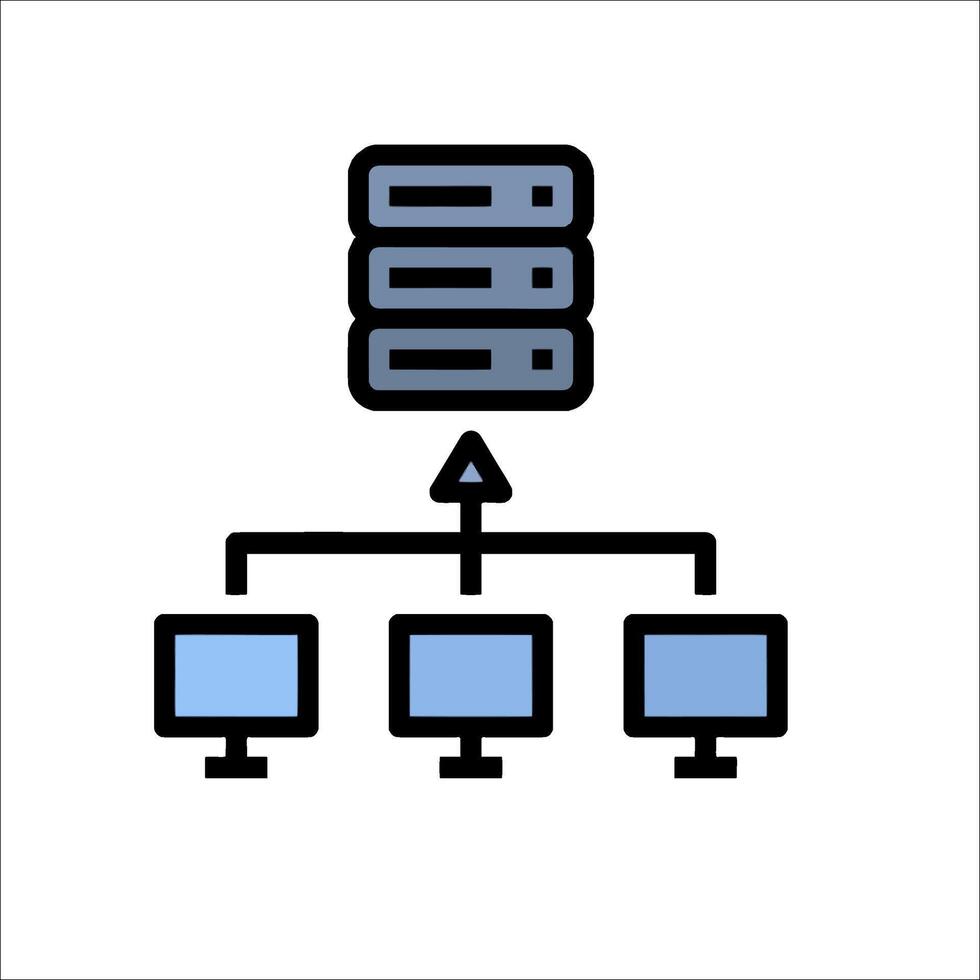 A server with three computers and a server vector