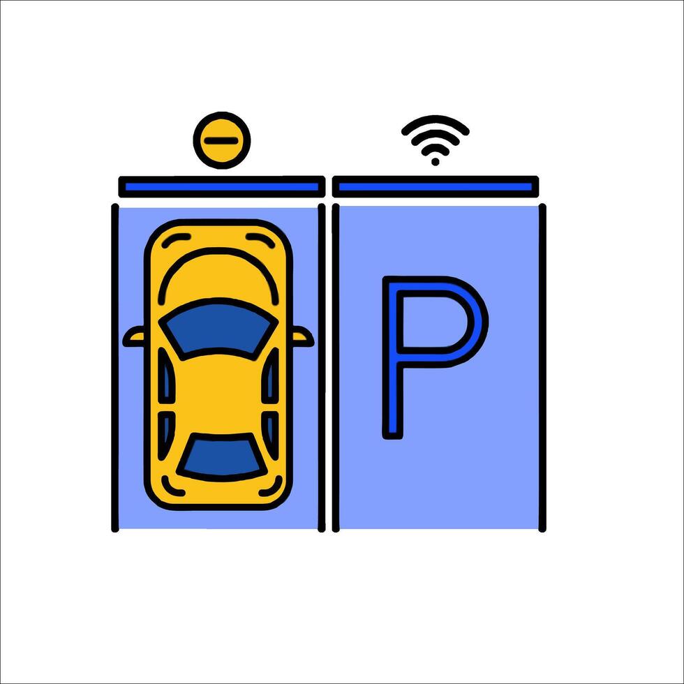 A car is parked in a parking garage vector