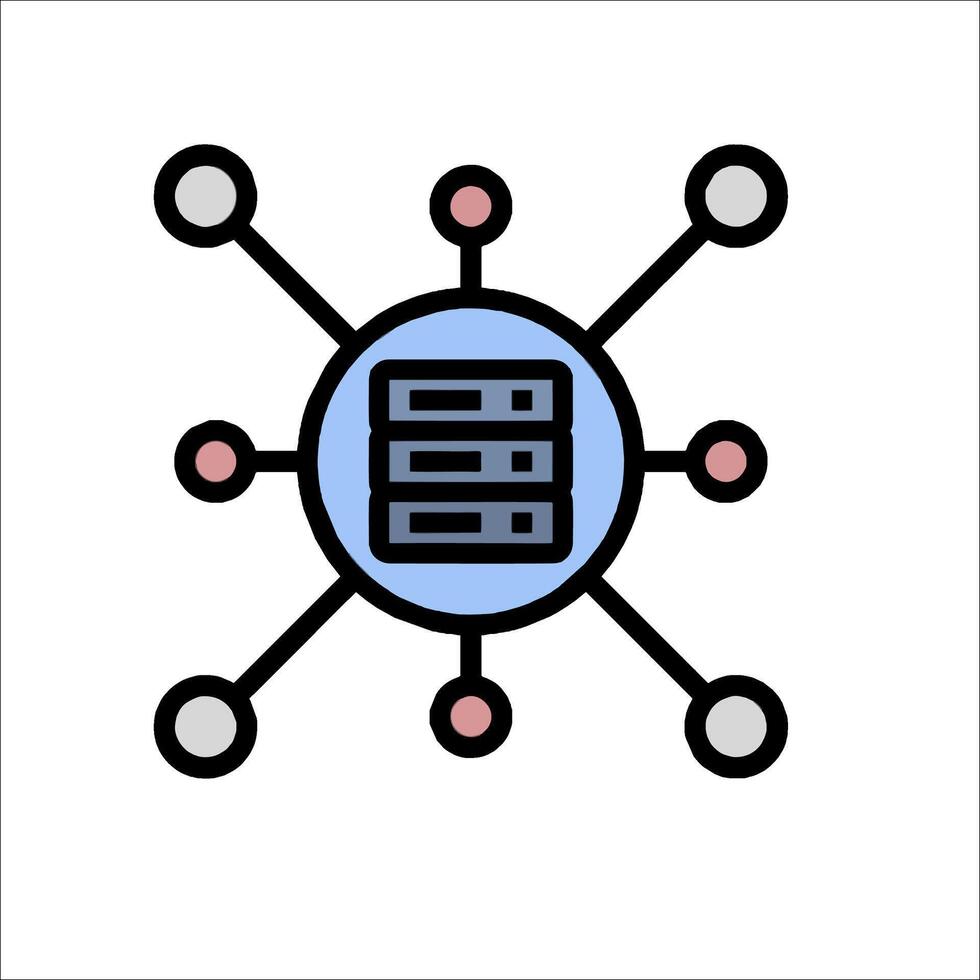 A server with a network of nodes around it vector